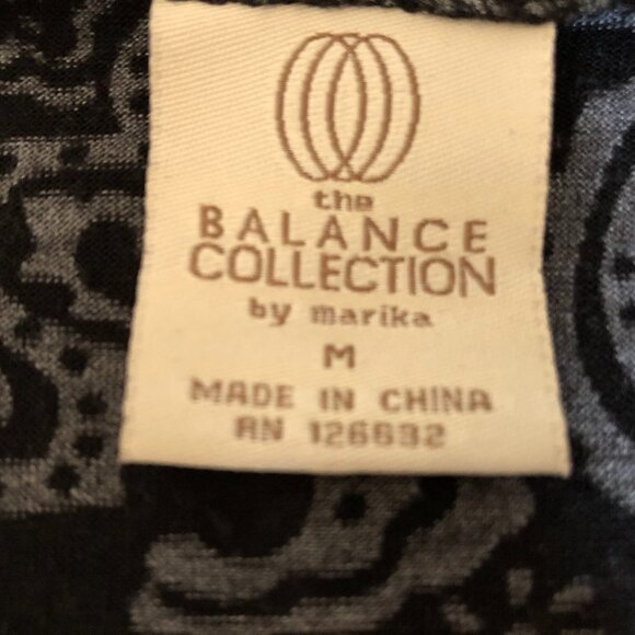 Marika Balance Collection Hooded Paisley Print VNeck CoverUp Tunic Top Blk+Gry M - Picture 4 of 4